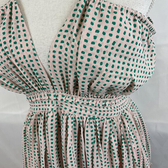 Reset Halter Dress M Pale Pink Green Dotted Ruffle Full Skirt New NWT - Picture 6 of 13